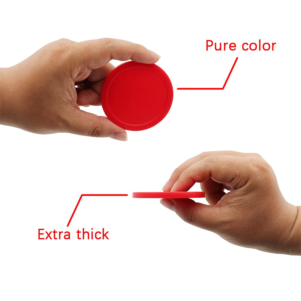 BERYLER 5 Pack Air Hockey Red Replacement, 2.5" in Diameter, Thicker Pucks for Game Tables, Accessories, Equipment