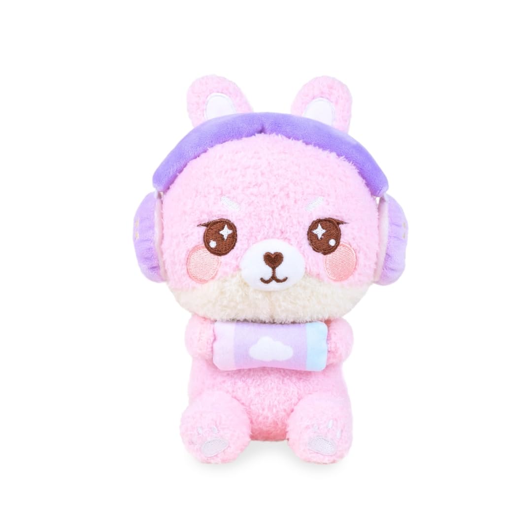 Kawaii Plush Pink Rabbit - Lil Series Momo the Gamer Girl Bunny by PlushGoals | Soft Stuffed Animal Relaxing with Cute Gaming Accessories | Cozy Gift