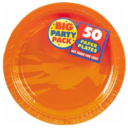 Orange Peel Round Paper Plates - 8.5" (50 Pc) - Sturdy & Eco-Friendly Party Essentials - Perfect for Celebrations & Events