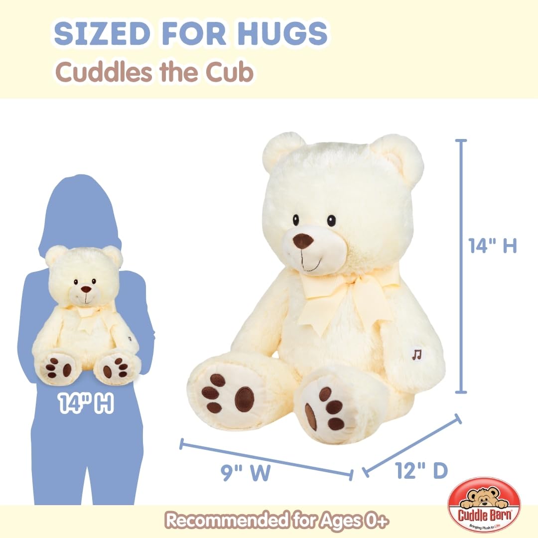 Cuddle Barn - Nite Brite Pals Cuddles the Cub | Large Glowing Musical Extra Soft Teddy Bear, LED Nightlight Changes Colors, Plays Brahm's Lullaby