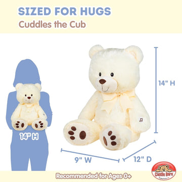 Cuddle Barn - Nite Brite Pals Cuddles the Cub | Large Glowing Musical Extra Soft Teddy Bear, LED Nightlight Changes Colors, Plays Brahm's Lullaby