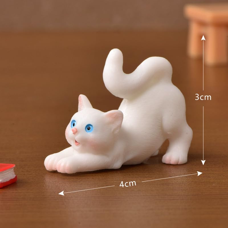Pluzmecalm 10 Pcs Realistic Hand Painted Mini Cat Figurines Dollhouse Miniature Cats Figurine Set Cute Resin Kitten for DIY Home Landscape Cake Topper