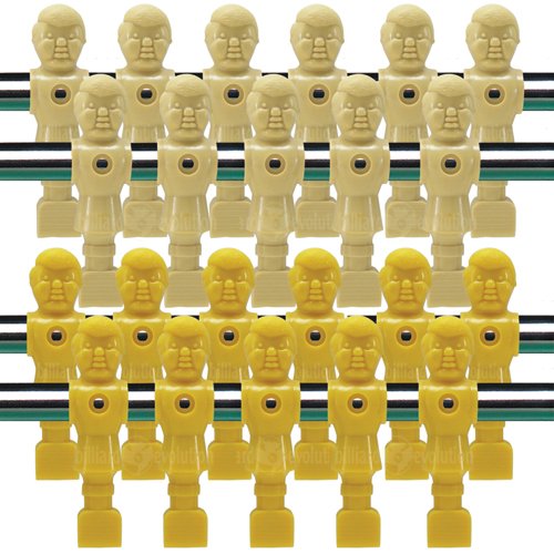 Vintage Old Style Solid Tan and Yellow Foosball Men Set of 22