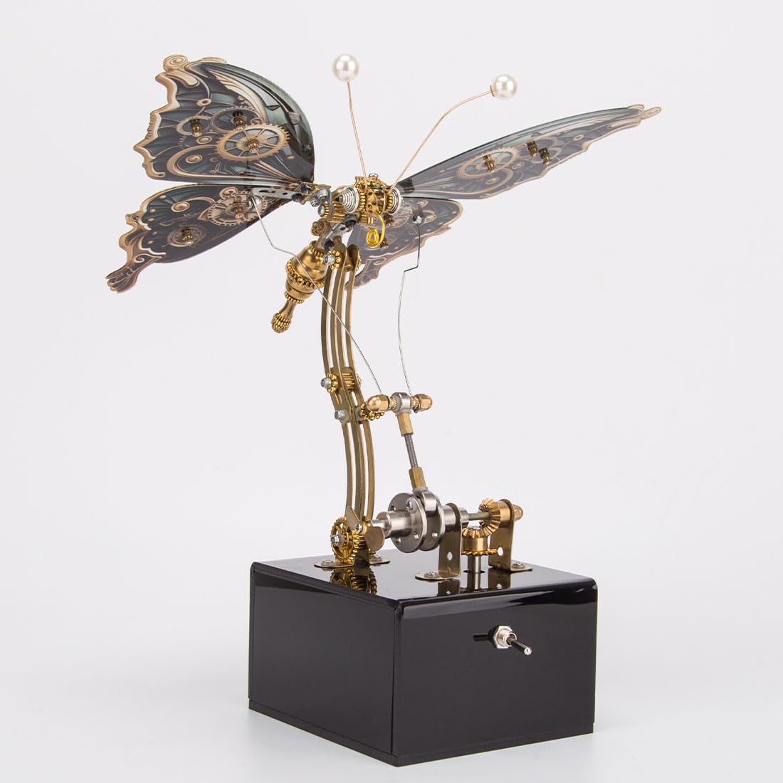 3D Metal Puzzle Butterfly Music Box Kits for Adult, 3D Stereoscopic Dynamic Insect DIY Mechanical Assembly Model with Acrylic Base to Build, Brain