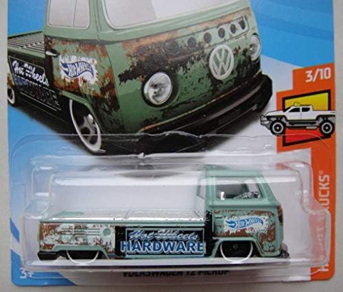 Hot Wheels HOT Trucks 3/10, Blue Volkswagen T2 Pickup 297/365 50TH Anniversary Card
