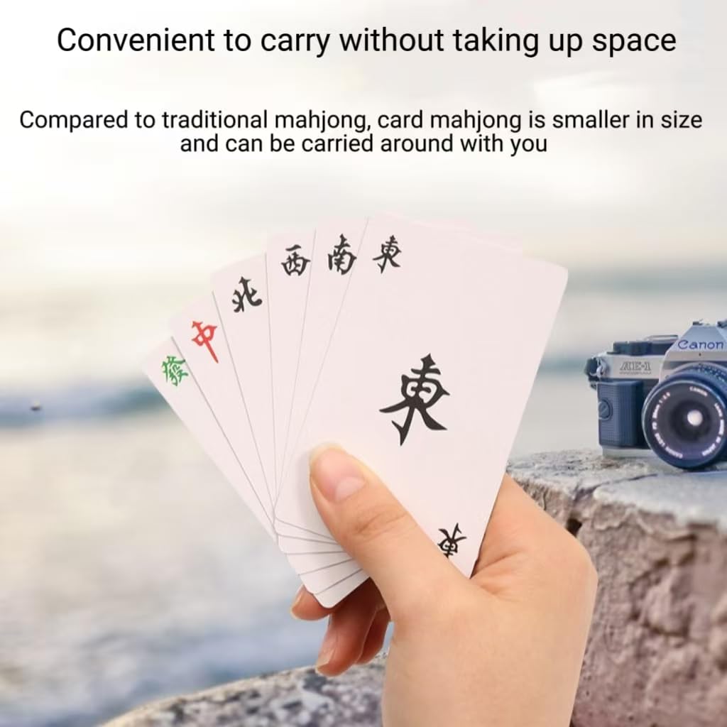 DEUDSORY 2025 Home Party Mahjong Poker Game Large Font Edition Handheld Poker Mahjong Tiles with 2 dice