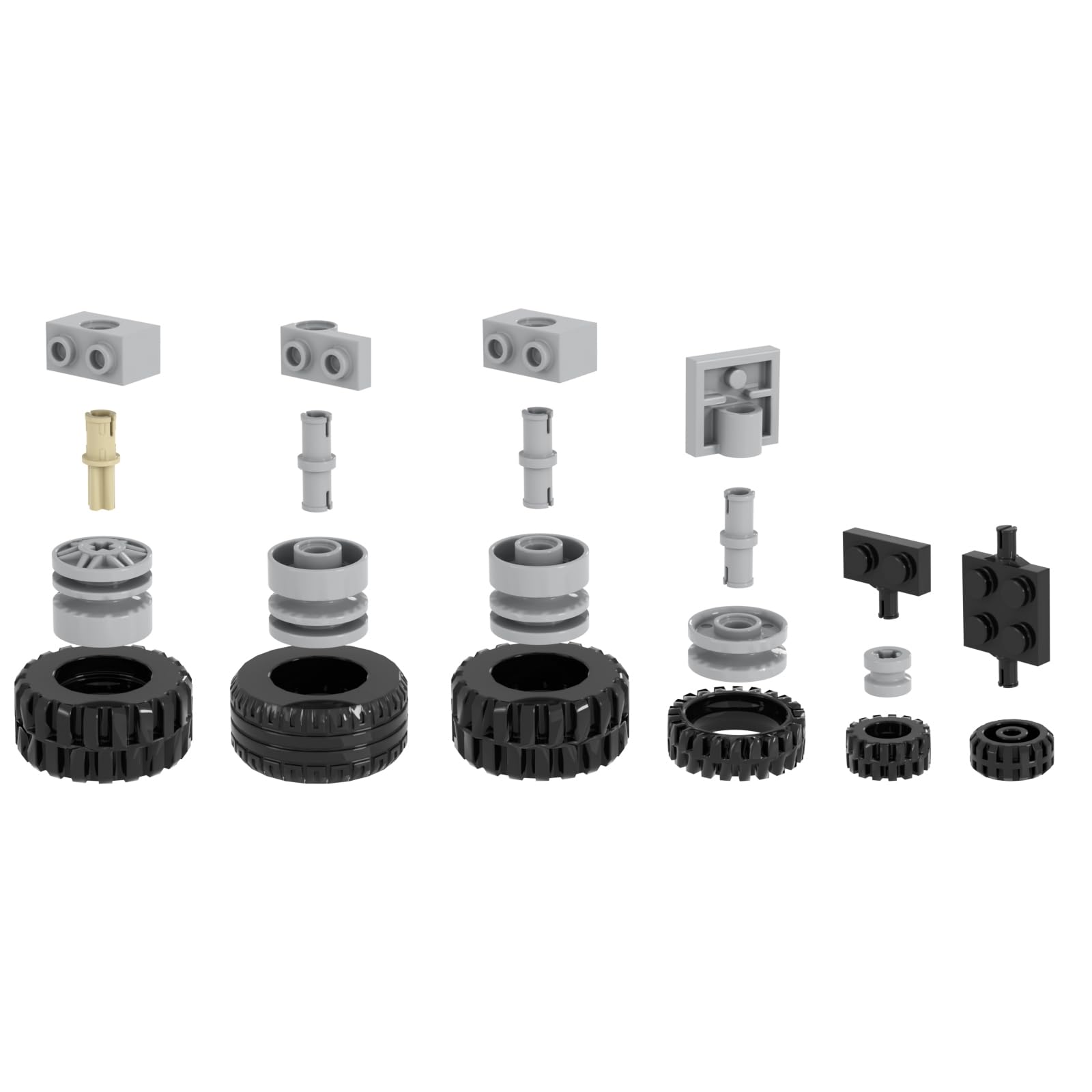 LANMANUO 226PCS Wheels and Axles Sets Car Parts Building Kit with Tires, Windshield, Chassis & Steering Wheel Compatible with Major Brands