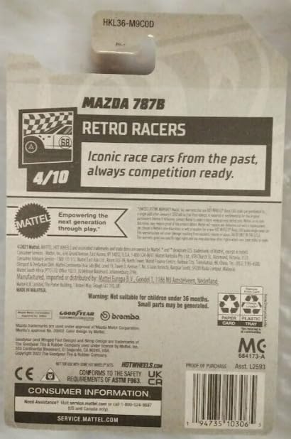 Hot Wheels Black Mazda 787B 25/250 Retro Racers 4/10 Exclusive