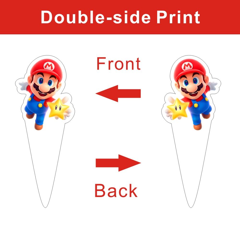 30pcs Mario Cake Decorations with 30pcs Cupcake Toppers Party Supplies for Mario Themed Birthday Decorations