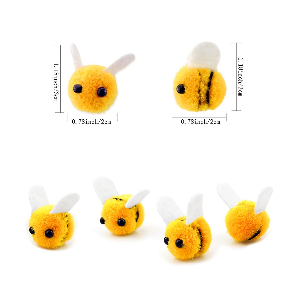 SaktopDeco 28 PCS Felt Bees Wool Felt for Crafts Mini Bee Plush Decor for Bee Gender Reveal Decorations Clothing Hat Gift DIY Crafts