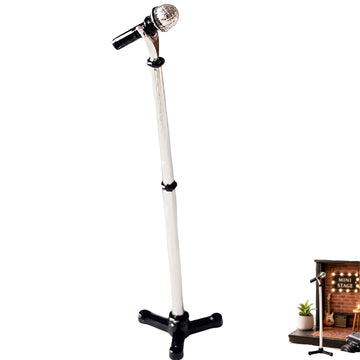 1/12 Scale Dollhouse Miniature Metal Microphone Stand, Adjustable Studio Recording Equipment for Music Room, Realistic Miniature Decor Accessories