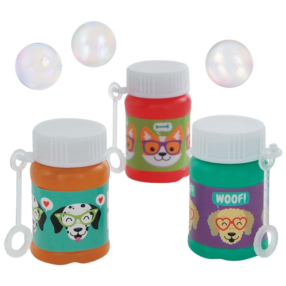 Dog Party Mini Bubble Bottles - Toys - 24 Pieces