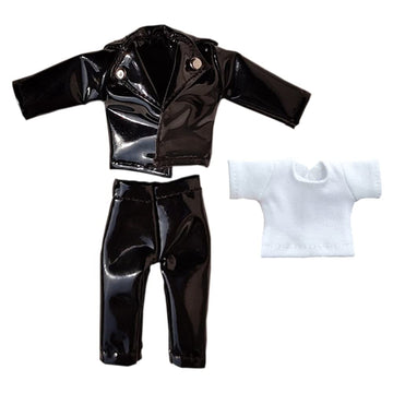 niannyyhouse Black Locomotive Clothing 11cm Doll Clothes Dress up Jacket + T-Shirt + Pants 3-Piece Set Dress up 1/12 BJD Doll OB11 Size Action Figures