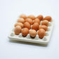 ChangThai Design Very Tiny 1¼" Wide Plastic Carton with ¼ Inch Brown Clay Chicken Eggs - Miniature Tableware Plate Tray Bowl Crockery Cutlery