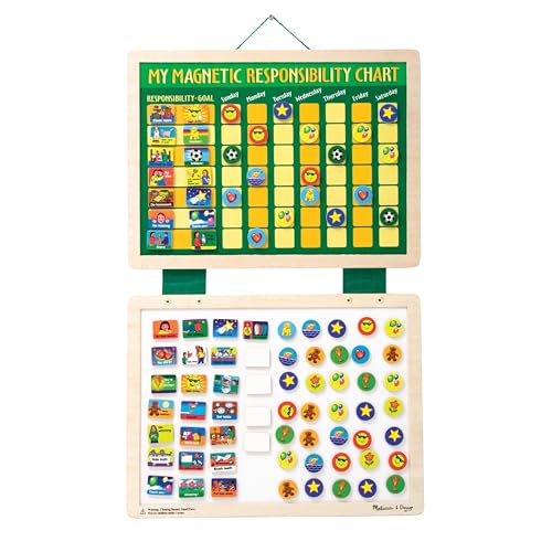 Melissa & Doug Deluxe Wooden Magnetic Responsibility Chart with 90 Magnets