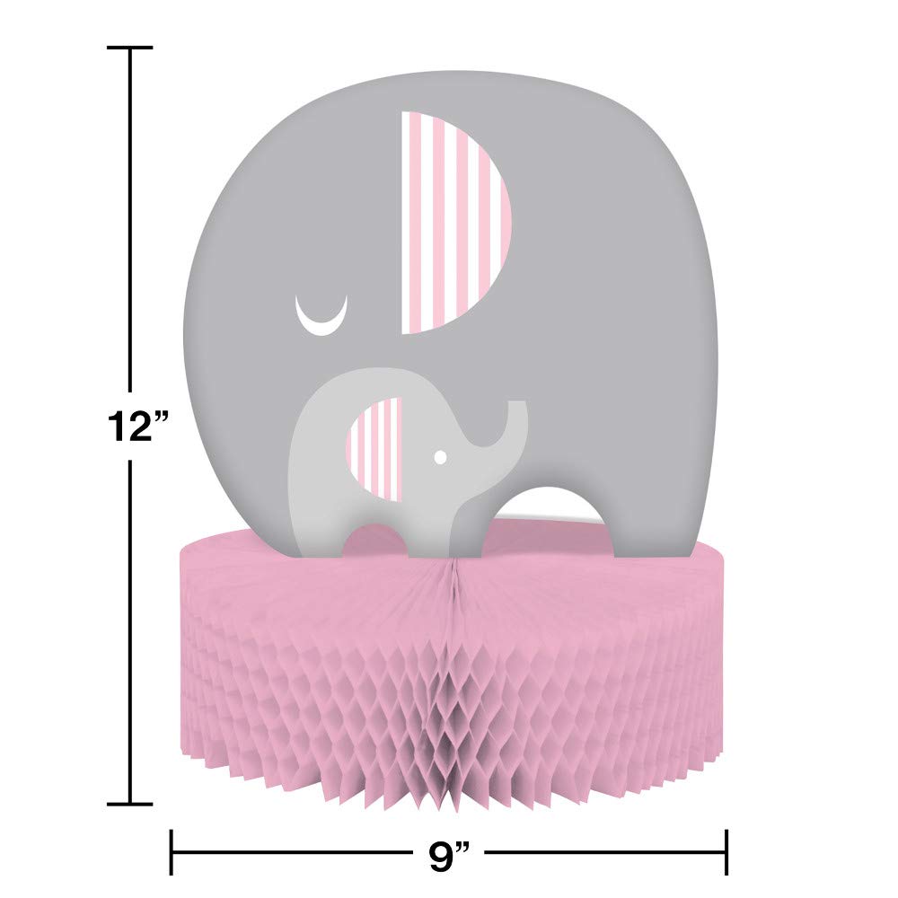 Creative Converting Baby Shower Girl 'Little Peanut' Elephant Party 3D Honeycomb Table Centerpiece