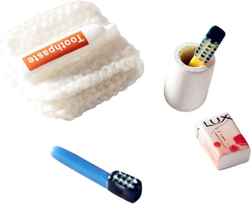 6Pcs/Set Dollhouse Miniature, Washing Supplies Miniature Creative Simulation, Plastic Dollhouse Toothpaste Toothbrush Model for Entertainment
