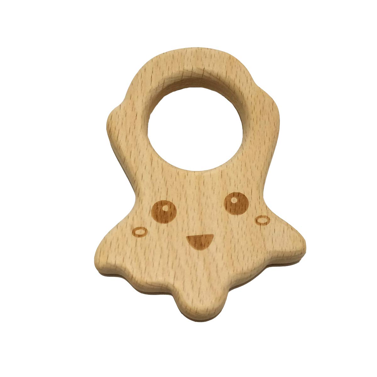 10pcs Lovely Cartoon Natural Wooden Octopus Pendant Pure Natural Beech Wood Animal Shape for Handmade Home Decoration (Peace Sign)