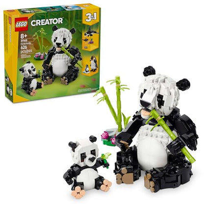 LEGO Creator 3 in 1 Wild Animals Panda Family - Building Toy Kit for Kids with 3 Building Options, Panda, Penguin, or Orca - 8 Year Old Girl & Boy