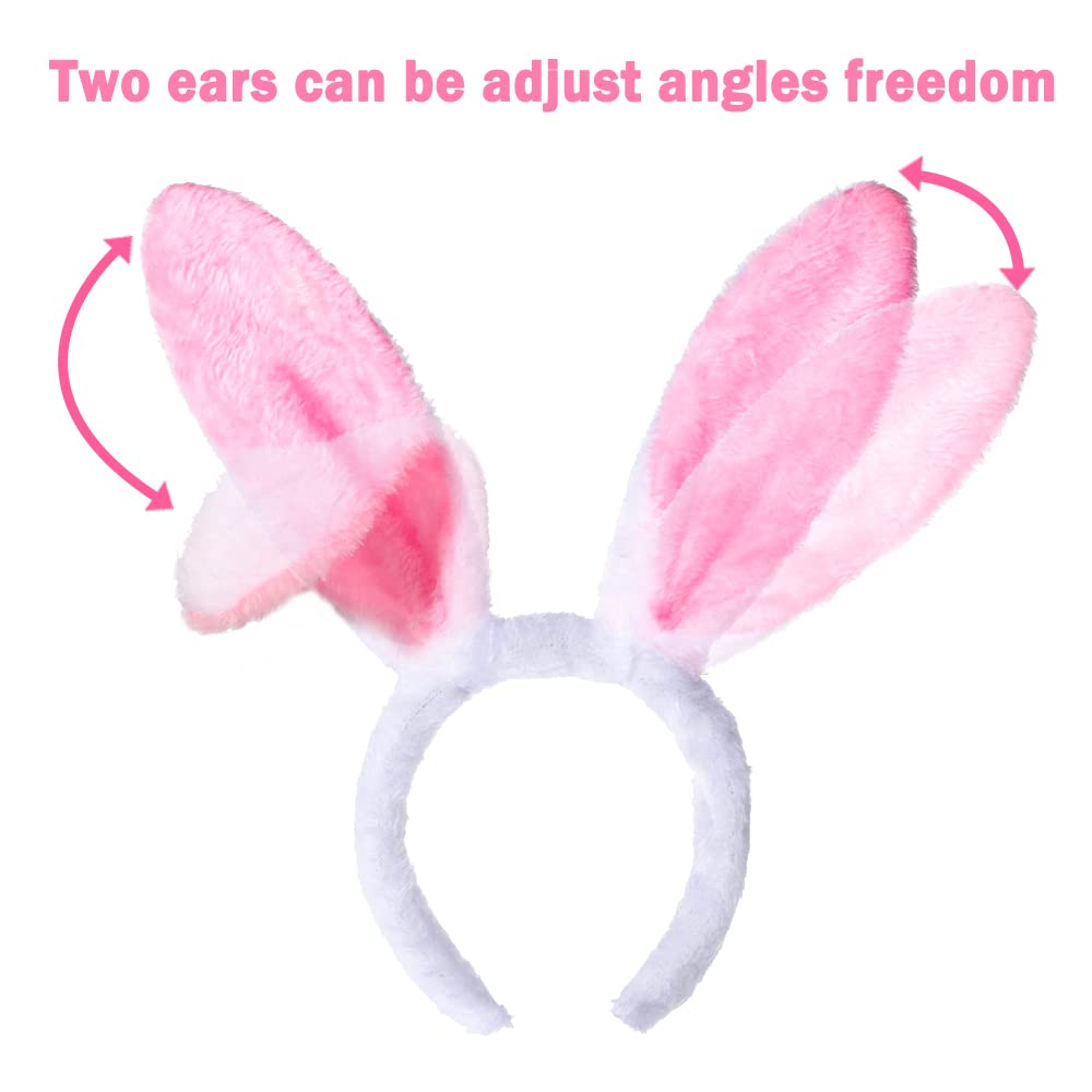 YUJUN 6PCS Plush Bunny Ears Headband, Easter Multi-Color Cute Rabbits Ears Hairbands for Easter Kids Game and Easter Party Favors
