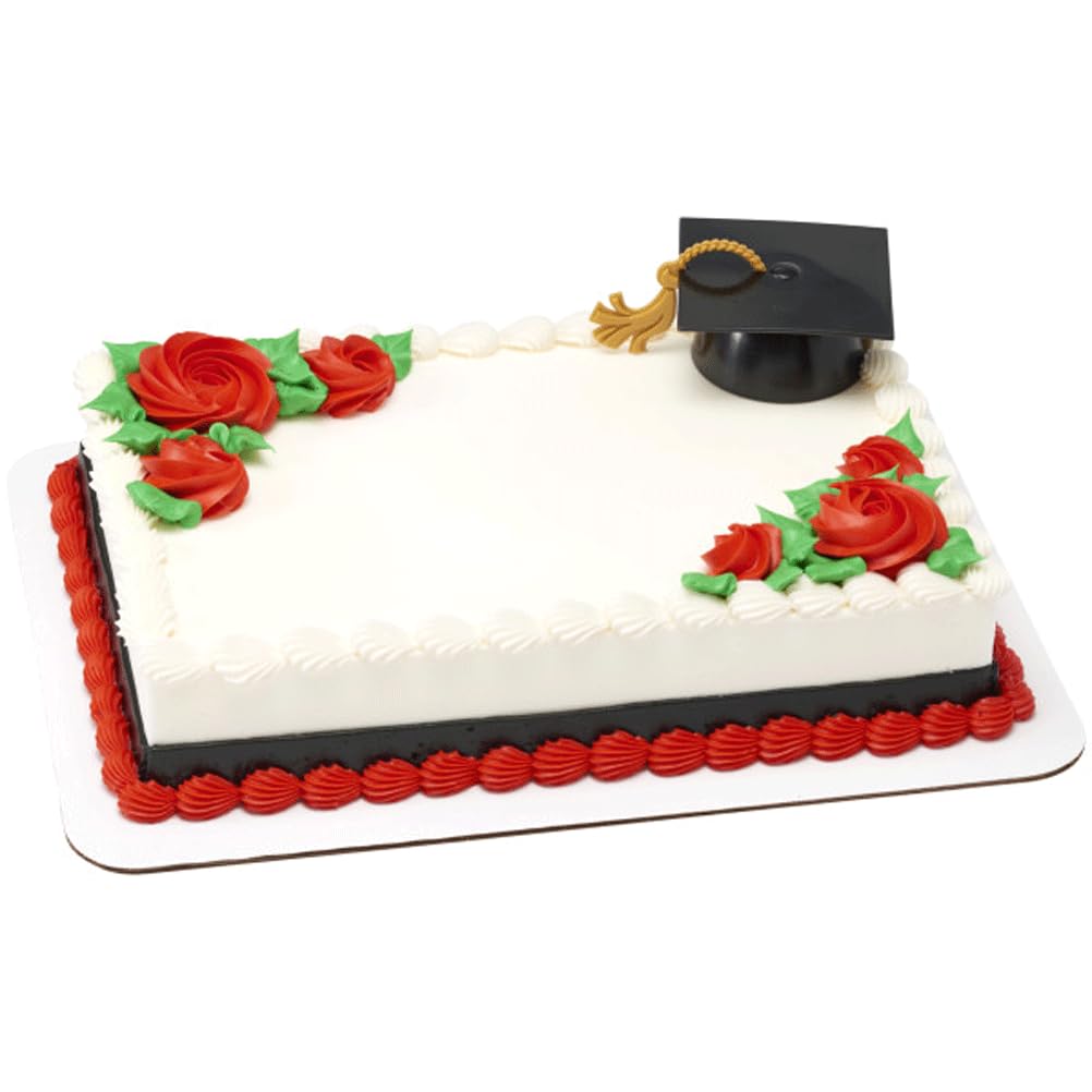 Grad Cap With Tassel Layon Mortarboard Graduation Hat CAKE Topper Layon, Size 3 inch (Black)