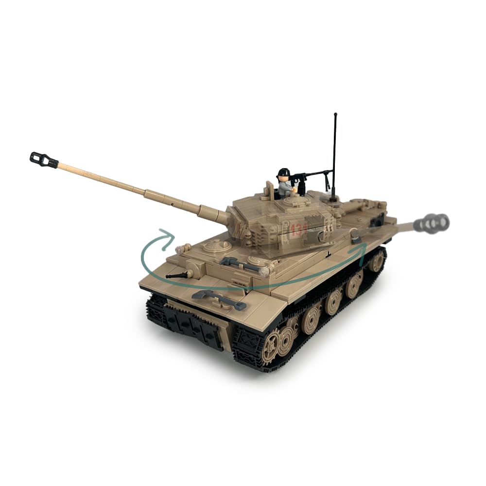 General Jim's WWII German Tiger Tank 131 Historical Military Brick Building Blocks Set, 1,018 Pieces, 1:24 Scale, Rotating Turret, Adjustable Cannon