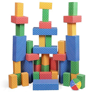 NATIONAL GEOGRAPHIC Kids Jumbo Cardboard Building Blocks - 40 Heavy-Duty Bricks in 3 Sizes, Build & Learn with Game Spinner & Activity Cards for Kids