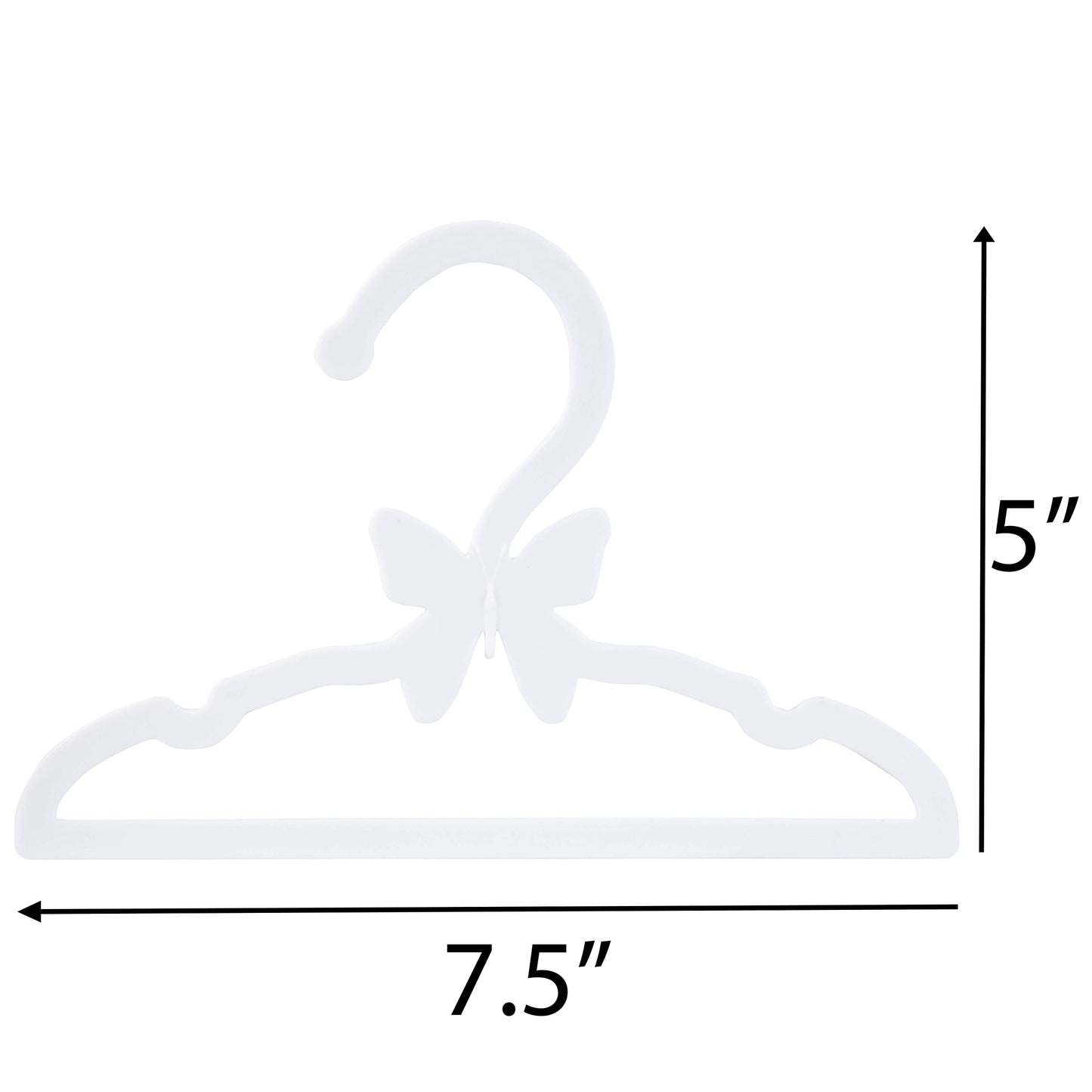Doll Clothes Hangers for 18" Dolls -Set of 12 White Butterfly Hangers- Unique Design Compatible w American Girl Outfit Accessory Coat Hangers, Holds