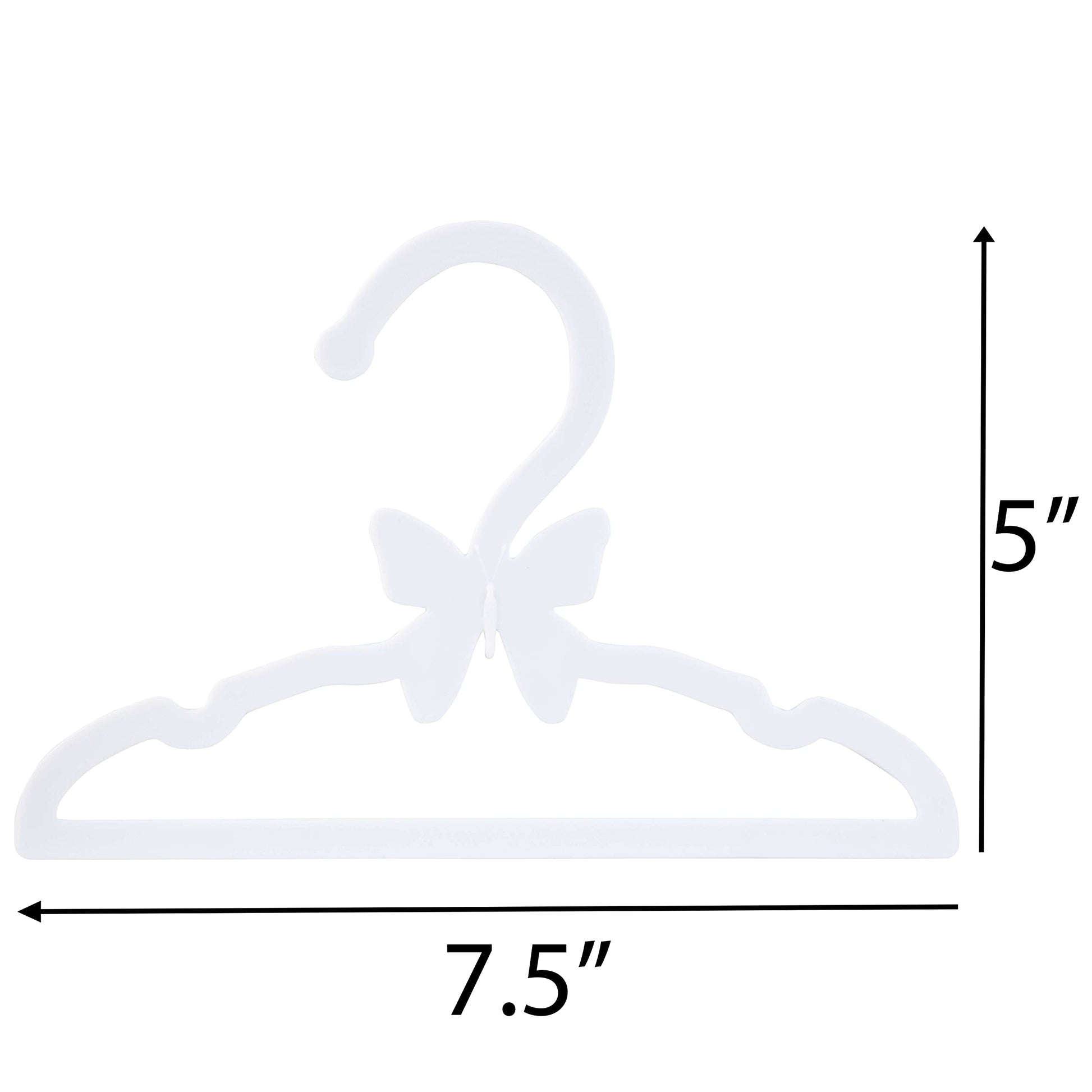 Doll Clothes Hangers for 18" Dolls -Set of 12 White Butterfly Hangers- Unique Design Compatible w American Girl Outfit Accessory Coat Hangers, Holds