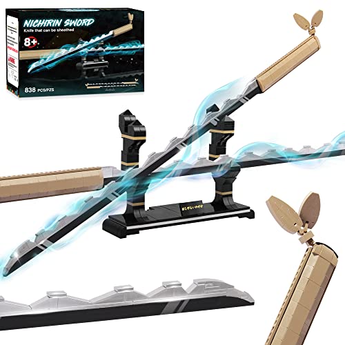 Swords Building Set, 40in Hashibira Inosuke Dual-Sword Building Block with Stand, Anime Sword Building Toy Katana Kids Toys for Boys Age 8-12, 838 Pcs