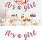 It's A Girl Banner Pink Glitter Baby Shower Party Pregnant AF 1st Birthday Party Decorations Supplies