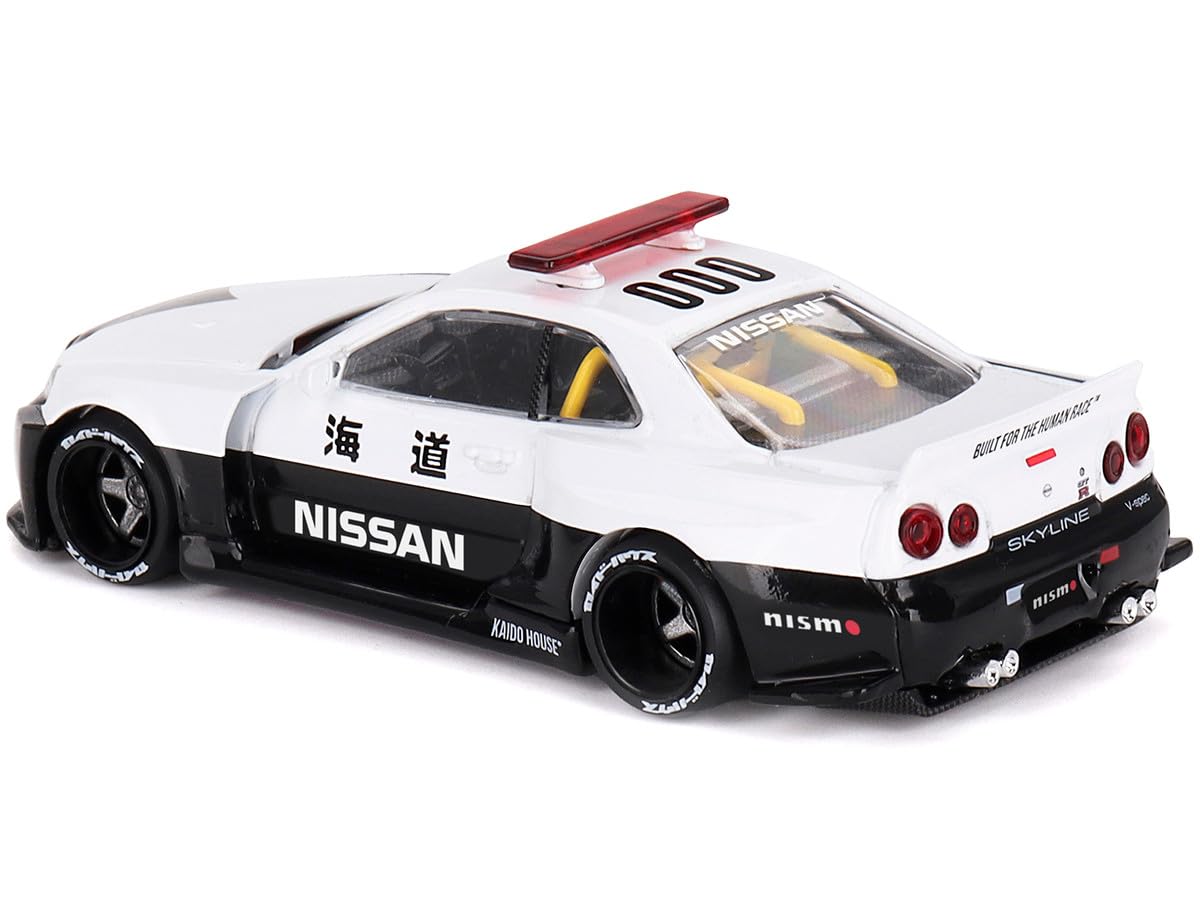 Skyline GT-R (R34) Kaido Works (V2 Aero) RHD (Right Hand Drive) Black and White Japan Police (Designed by Jun Imai) Kaido House Special 1/64 Diecast
