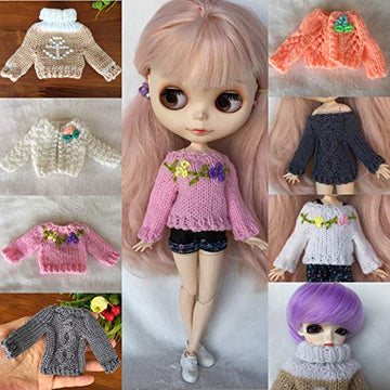 leoglint Blythe Doll Clothes, Sweater Clothing for Blythe Doll 30 cm 1/6 Bjd Dolls Azone ICY Licca Doll (Pink T-Shirt)