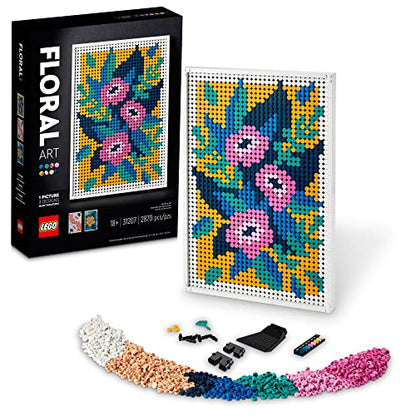 LEGO Art Floral Art 31207, 3in1 Flower Pictures, Wall Art Decoration Building Set, Arts and Crafts Kit, Creative DIY Activity, Beautiful Home Decor,