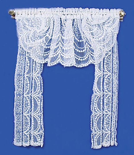 Melody Jane Dollhouse White Lace Double Drape Curtain Miniature Accessory