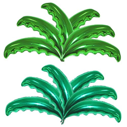 12 Pieces Large Palm Tree Leaves Balloons, Green Foil Mylar Coconut Tree Leaves Balloons for Birthday Baby Shower Decorations Hawaiian Luau Aloha