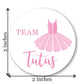 2"" Round Touchdown or Tutus Gender Reveal Stickers - 40 Labels (20 of Each Design)