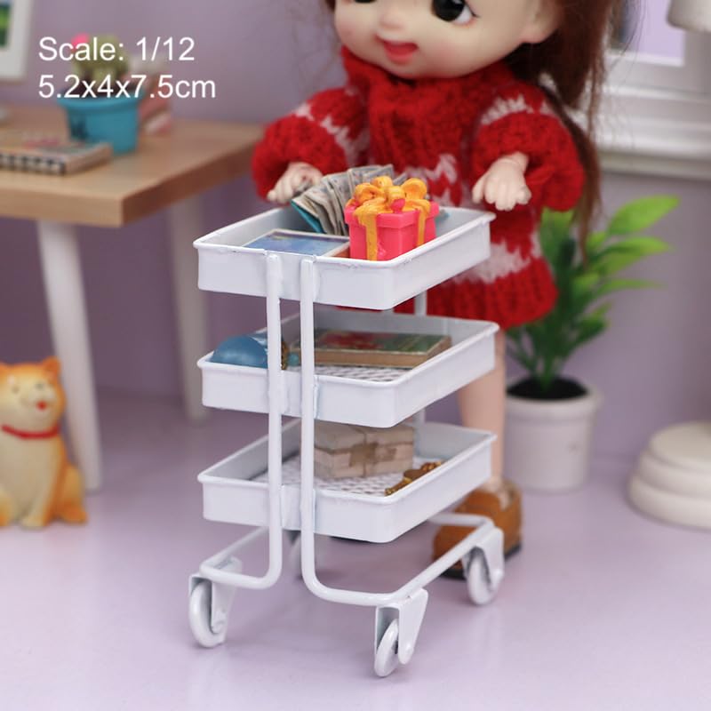 AirAds Dollhouse 1:12 scale dollhouse Miniature refrigerator and side cart (1 red refrigerator)