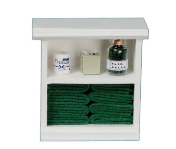 Town Square Miniatures Dolls House Miniature Furniture Small Shelf Unit & D Green Bathroom Accessories