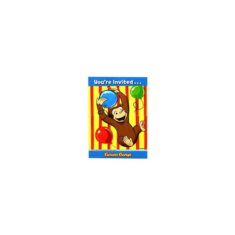 Curious George Party Invitations, 8ct