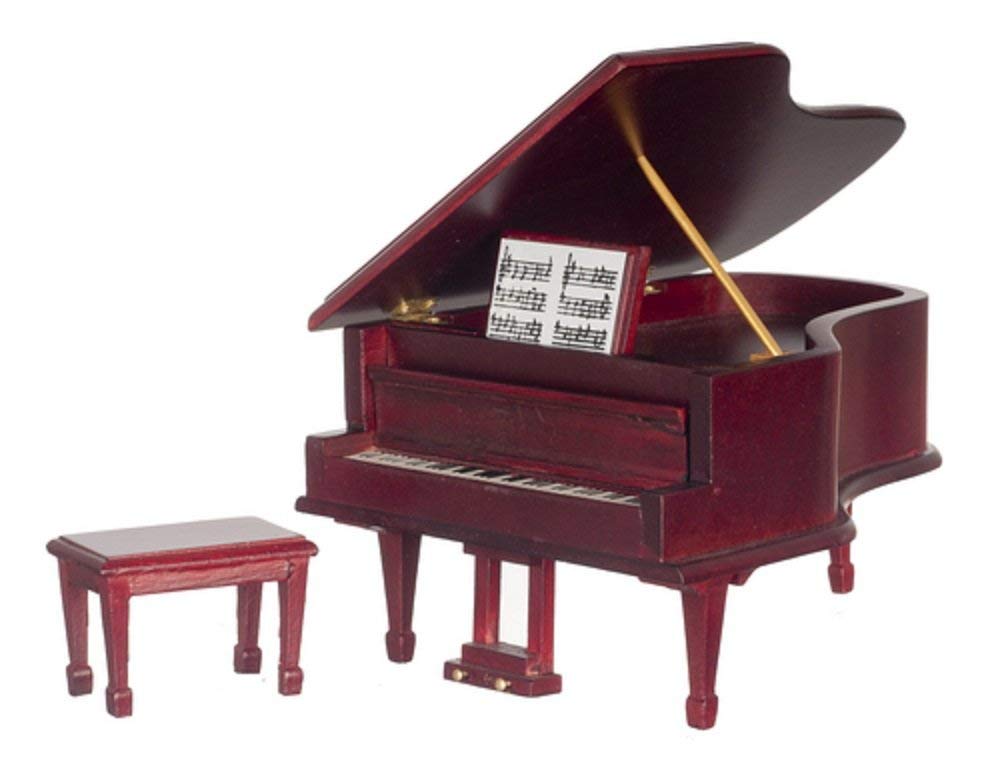 1:12 Scale Mahogany Piano with Bench #D4120