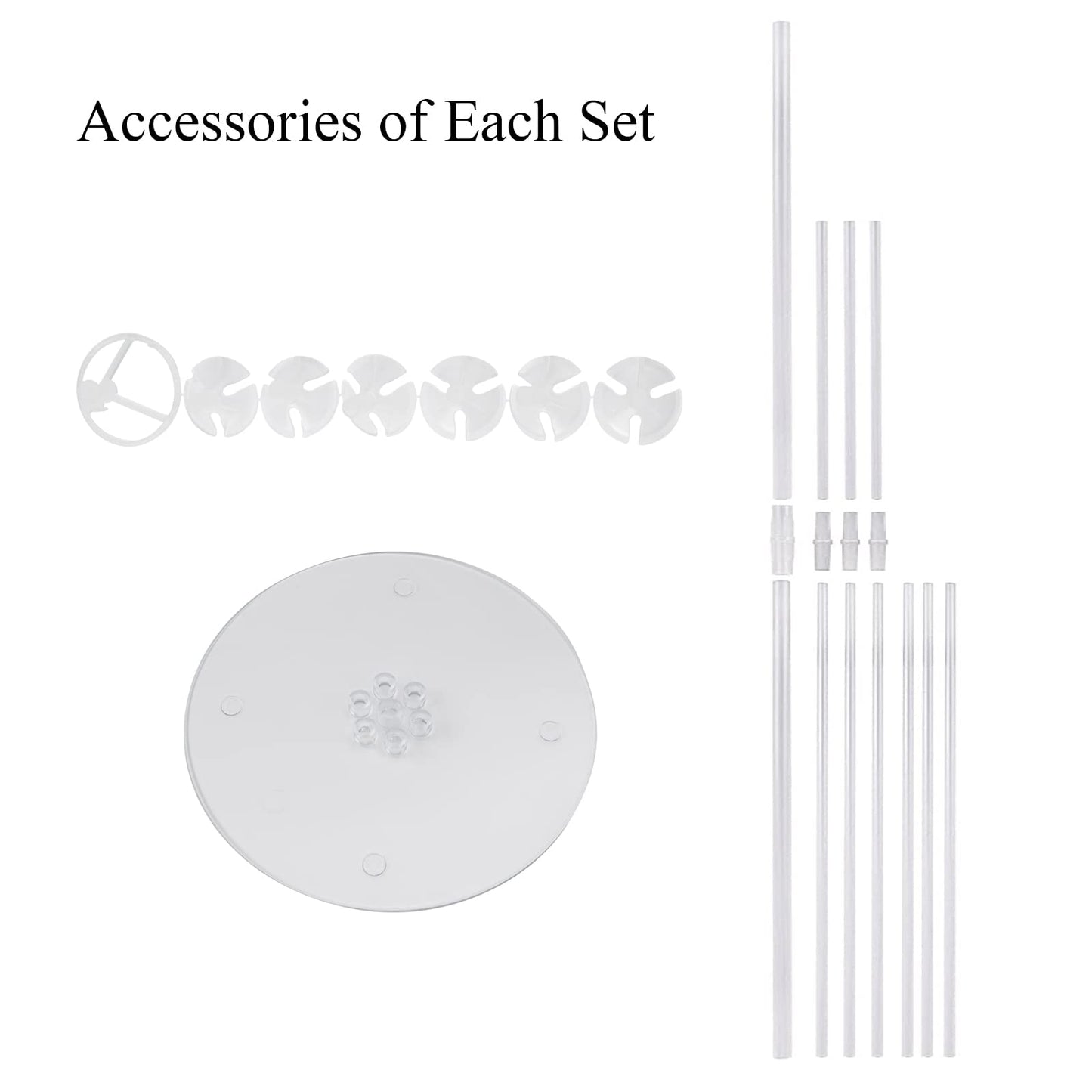 Jiesky 8 Sets 28 Inch Balloon Stand Kits, Balloon Sticks with Base For Table Floor Graduation Baby Shower Happy Birthday Engagement Fiesta Party