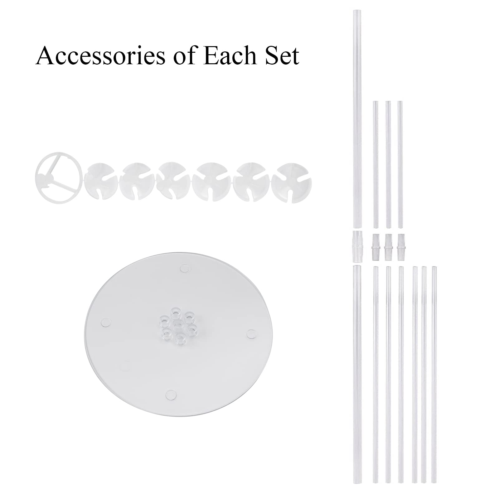 Jiesky 8 Sets 28 Inch Balloon Stand Kits, Balloon Sticks with Base For Table Floor Graduation Baby Shower Happy Birthday Engagement Fiesta Party