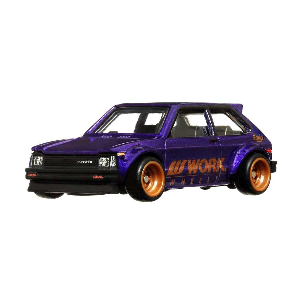 Hot Wheels Car Culture Circuit Legends Vehicles for 3 Kids Years Old & Up, 81 Toyota Starlet Kp61, Premium Collection of Car Culture 1:64 Scale