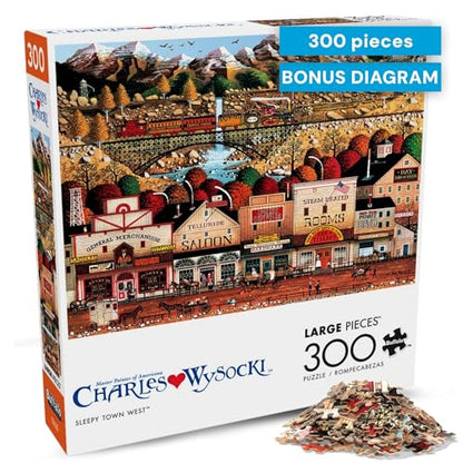 Buffalo Games - Charles Wysocki - Sleepy Town West - 300 Large Piece Puzzle