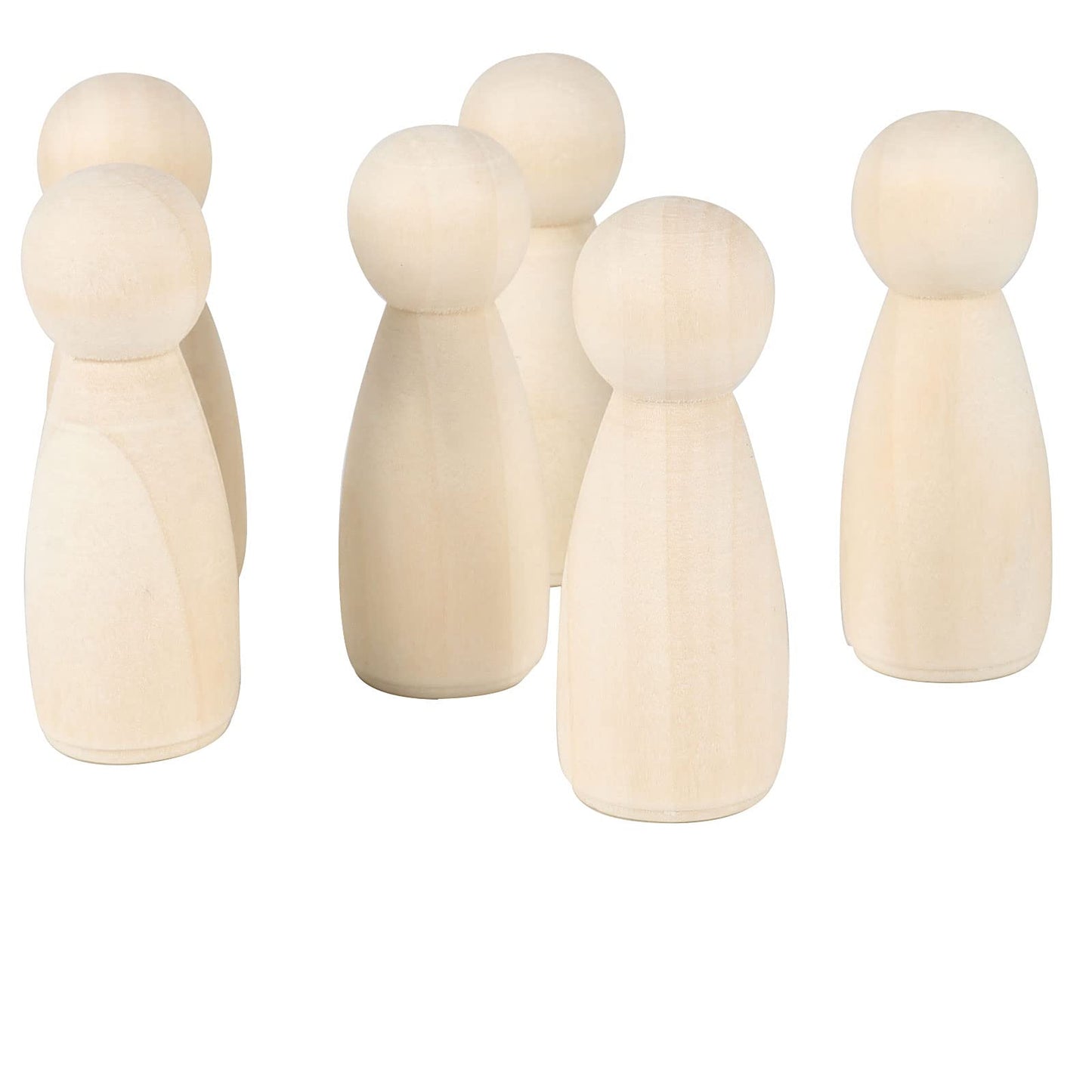 JAPCHET 50 Pack 3-1/2 Inch Wood Peg Dolls, Unfinished Wooden Jumbo Peg People Wood Doll Bodies Figures for Painting, DIY Art Craft Projects, Home