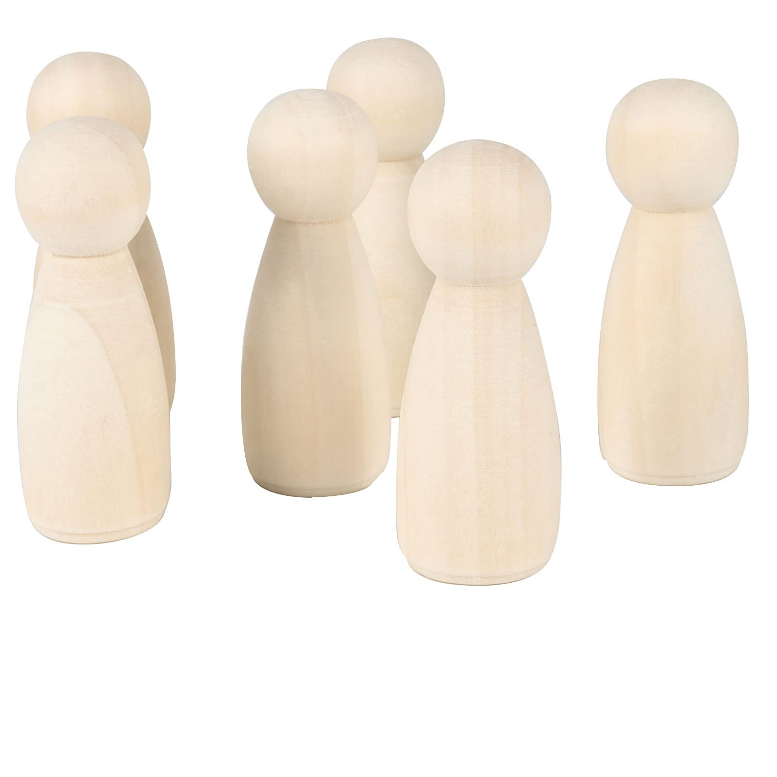 JAPCHET 50 Pack 3-1/2 Inch Wood Peg Dolls, Unfinished Wooden Jumbo Peg People Wood Doll Bodies Figures for Painting, DIY Art Craft Projects, Home