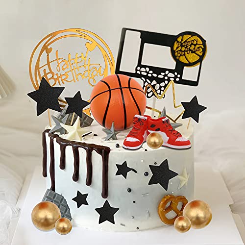 16 PCS Basketball Cake Toppers Basketball Theme Cake Decoration for Boy Birthday
