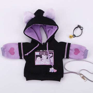 New 1/3, 1/4, 1/6BJD Doll Clothes Cute Cat Sweater for Large 1/6, Yosd, 30cm 45cm 60cm Bjd SD DD Doll Accessories (Black-Purple,1/4)