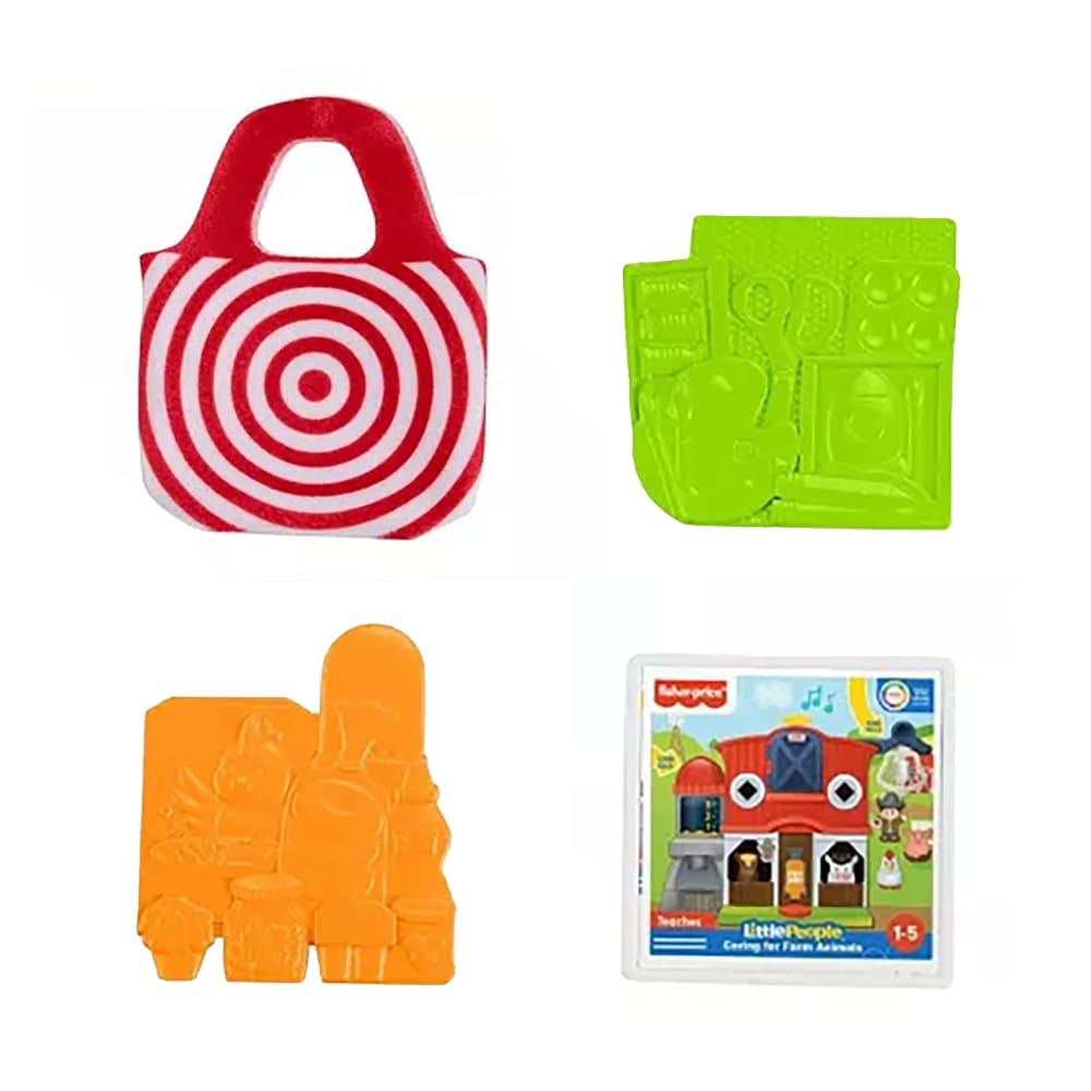 Fisher-Price Replacement Part for Collectible Little People Target Run Dollhouse Playset HXX97 - Replacement Red and White Shopping Bag and 3